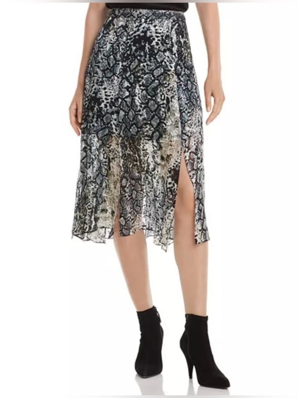 Alice + Olivia Athena python skirt w silk overlay size 0